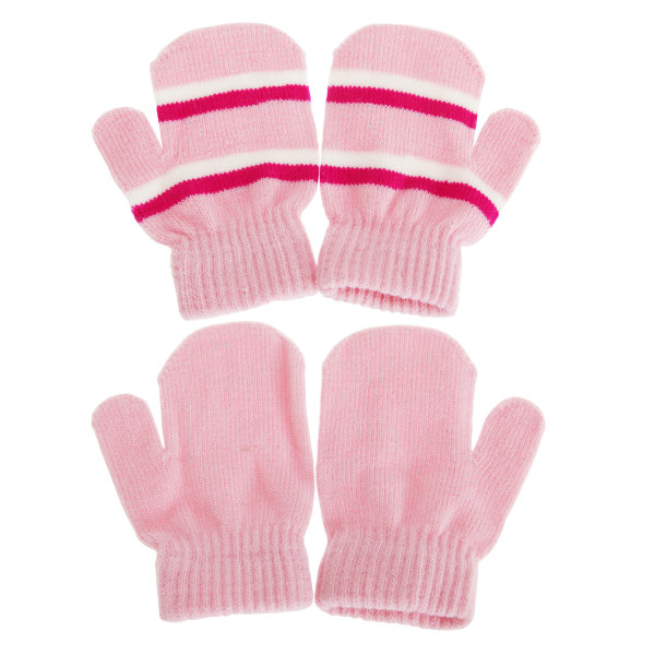 Köp Baby pojkar/flickor vinter dubbel randiga vantar (2 par) en storlek  Pink One Size | Fyndiq