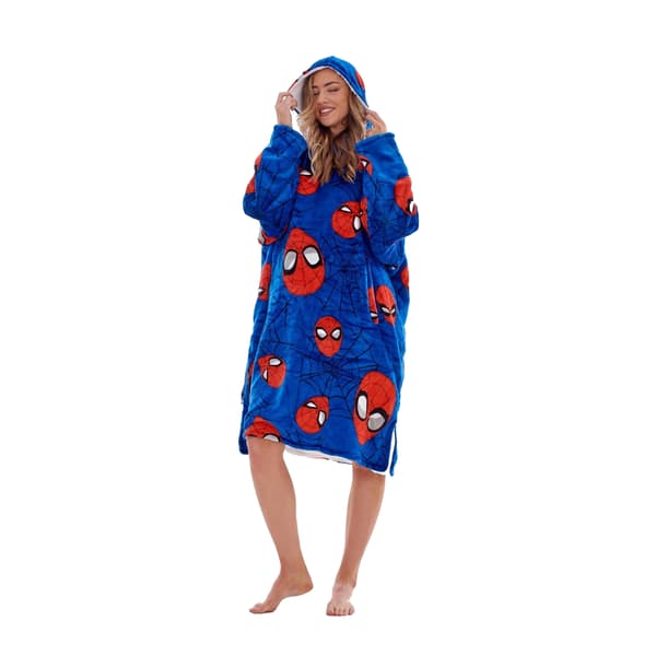 Spider-Man Fleecefilt med Sherpafoder för Barn/Ungdomar, Oversize Blue/Red One Size