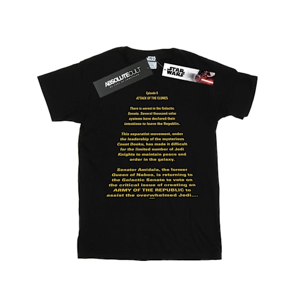 Star Wars Boys Attack Of The Clones Opening Crawl T-Shirt 9-11 Black 9-11 Years