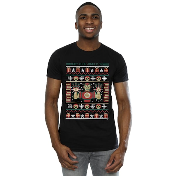 Marvel Iron Man Get Your Jingle On Fair Isle T-shirt 4XL B Black 4XL