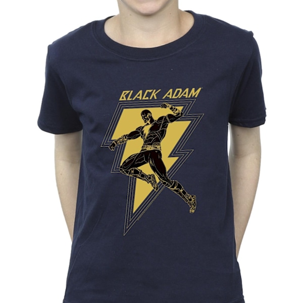 DC Comics Boys Black Adam Golden Bolt Chest T-Shirt 7-8 år N Navy Blue 7-8 Years