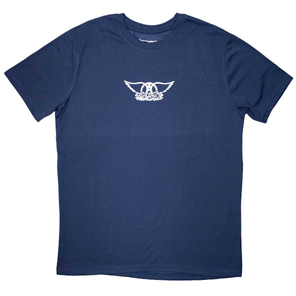 Aerosmith Unisex Adult Mini Wings Logo T-Shirt S Denim Blue Denim Blue S