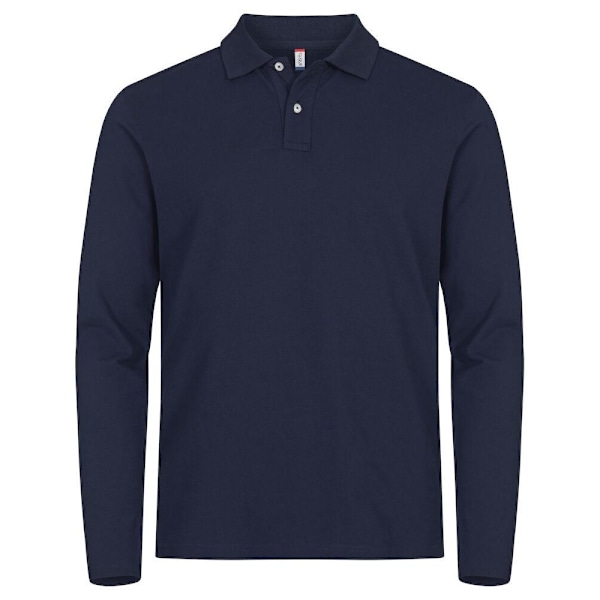 Clique Premium Stretch Långärmad Pikétröja för Män L Marinblå Navy L