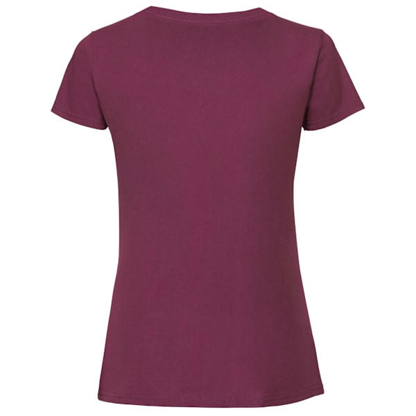 Fruit Of The Loom Dam T-shirt i Ringspun Premium, XS Burgundy XS UK