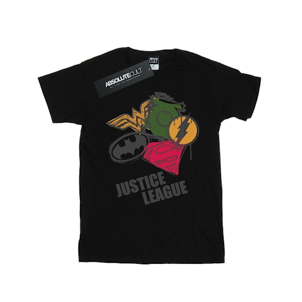 DC Comics Girls Justice League Spray Logos Bomull T-shirt 9-11 Black 9-11 Years