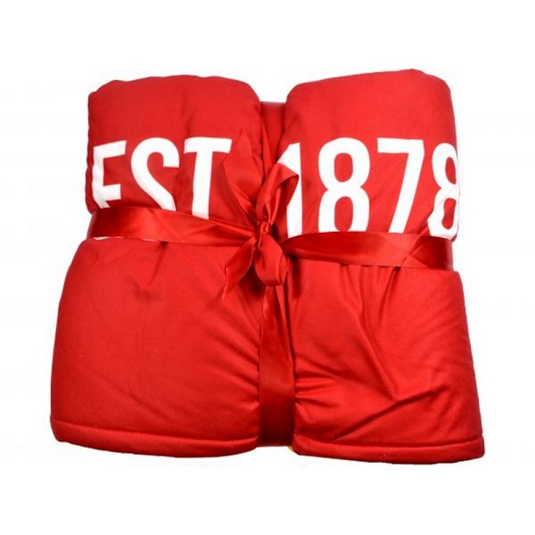 Manchester United FC Core Plush Stripe Sherpa-fodrad filt One Red/Yellow One Size