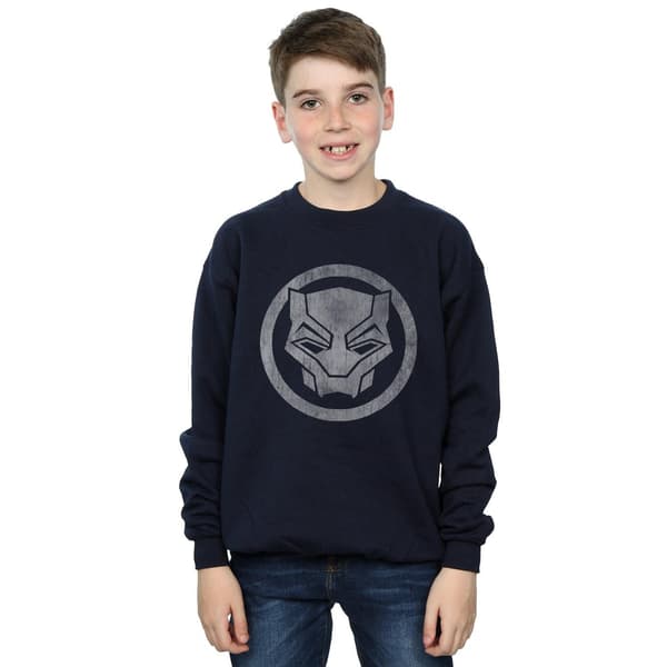 Marvel Boys Black Panther Distressed Icon Sweatshirt 9-11 år Navy Blue 9-11 Years