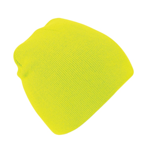 Beechfield Plain Basic Knitted Winter Beanie Hat One Size Fluor Fluorescent Yellow One Size