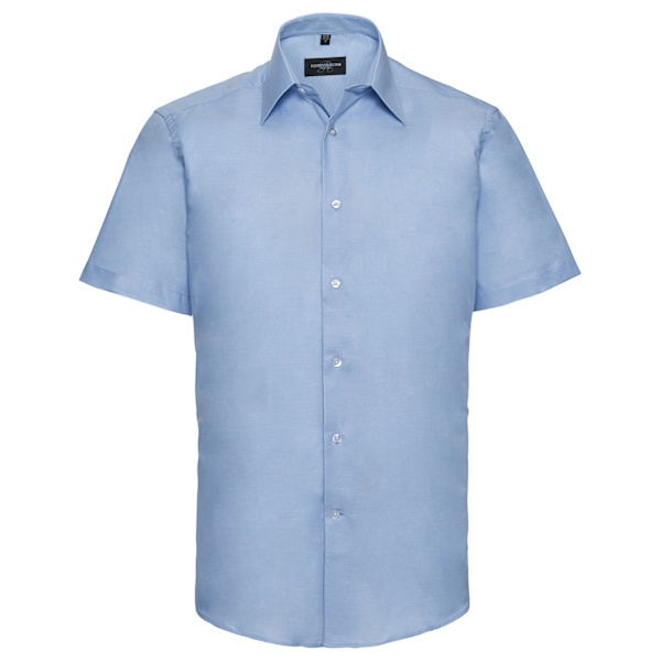 Russell Collection Herr Oxford Skjorta, Lätt att Sköta, Slank Passform, 17.5in Oxford Blue 17.5in