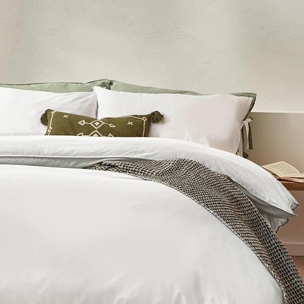 Yard Mallow Tie Detail Cotton Bow Duvet Cover Set Superking War Warm White Superking