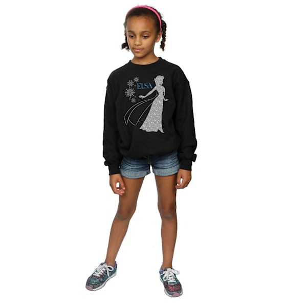 Disney Girls Frozen Elsa Jul Silhouette Sweatshirt 7-8 År Black 7-8 Years