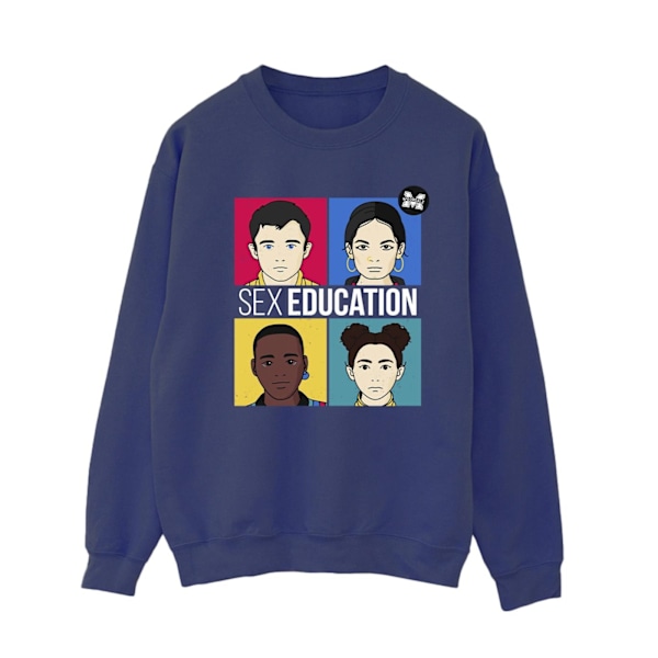 Netflix Dam/Kvinnor Sex Education Teen Illustrerad Sweatshirt Navy Blue XL