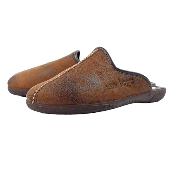 Lazy Dogz Herr Tees II Tofflor i Faux Läder, Slip-on, Storlek 9 UK, Brun Brown 9 UK