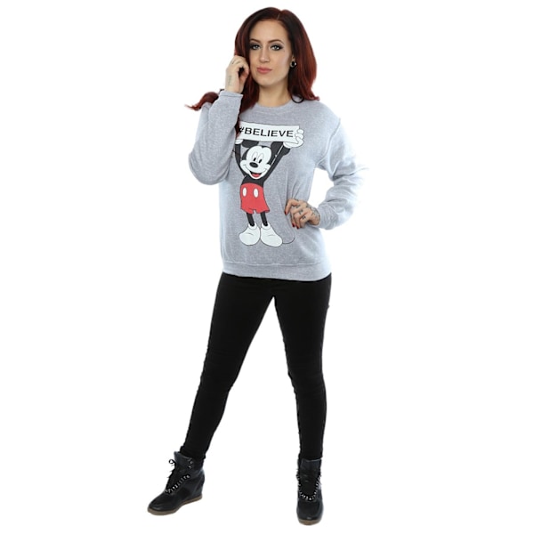 Disney Dam/Kvinnor Mickey Mouse Believe Sweatshirt XL Heather Heather Grey XL