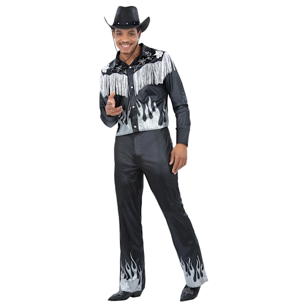 Smiffys Glamorös Cowboy Kostym för Män L Svart/Vit Black/White L