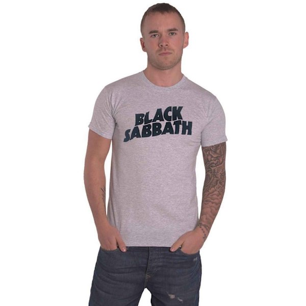 Black Sabbath Unisex Vuxen Wavy Bomull Logotyp T-shirt L Grå Grey L