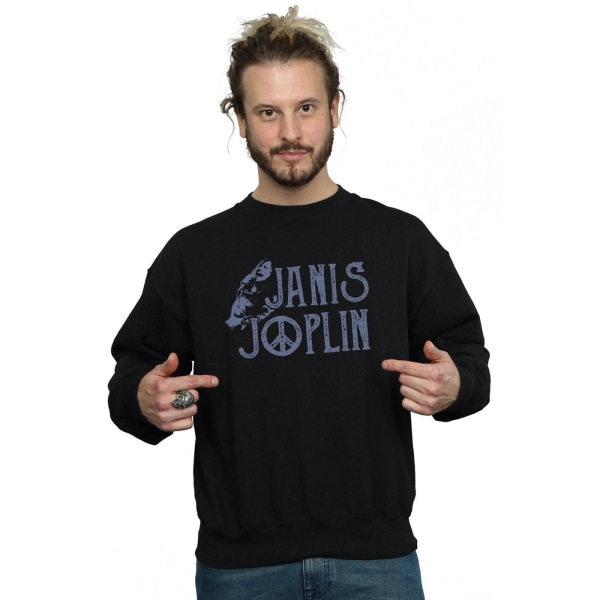 Janis Joplin Herr Sweatshirt med Logotyp 4XL Svart Black 4XL