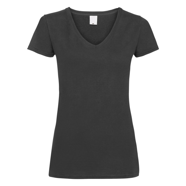 Dam/dam V-halsad casual T-shirt med V-ringad avslappnad modell M Pitch Black Medium