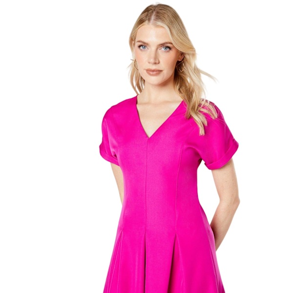 Principles Dam/Dam Pleat Front Midi Klänning 14 UK Rosa Pink 14 UK