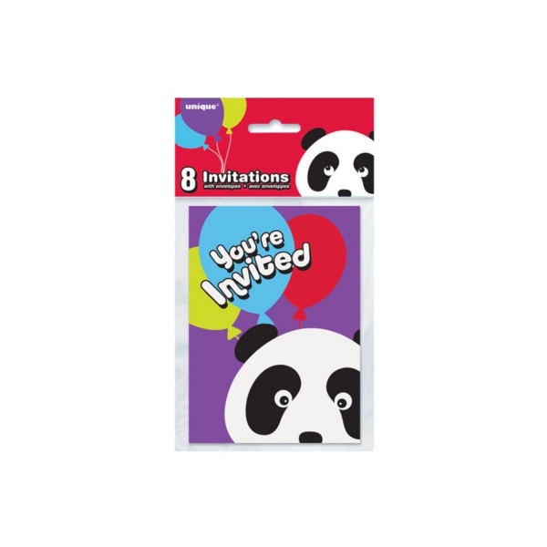 Unika Party Panda födelsedagsinbjudningar (8-pack) One Size Mu Multicoloured One Size