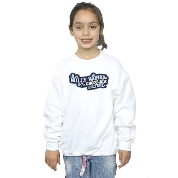 Willy Wonka Girls Chocolate Factory Logo Sweatshirt 12-13 år White 12-13 Years