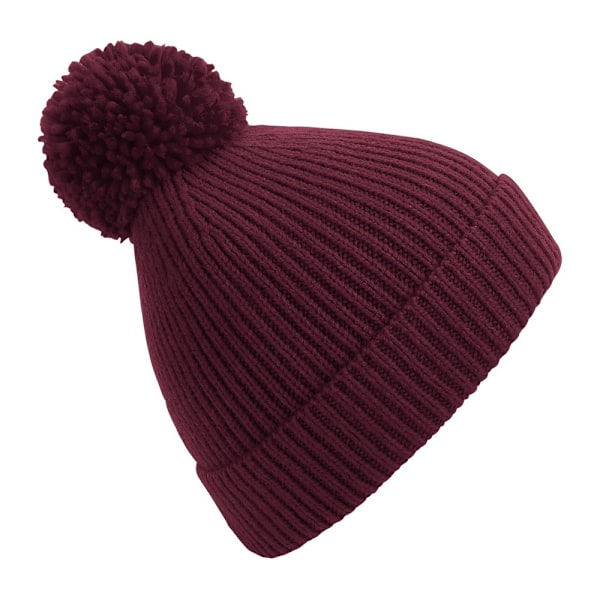 Beechfield Unisex Engineered Knit Ribbed Pom Pom Beanie One Size Burgundy One Size