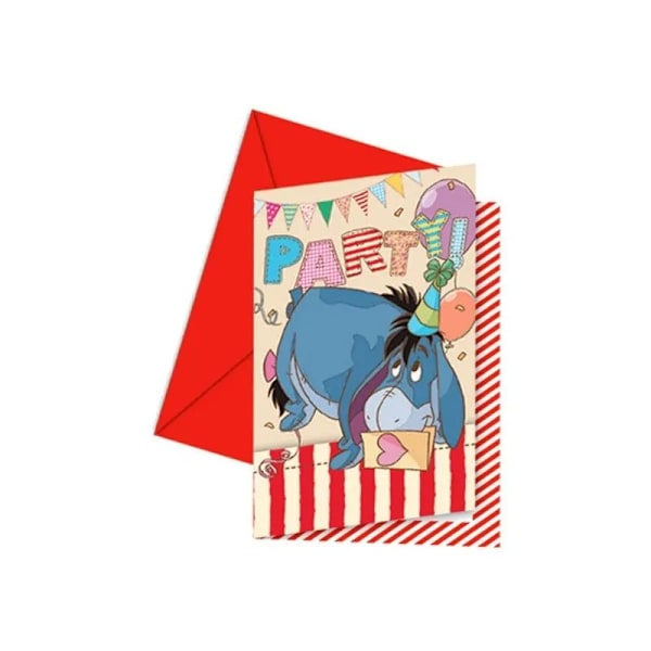 Winnie the Pooh Alphabet Eeyore Inbjudningar (Paket med 6) En Storlek Multicoloured One Size