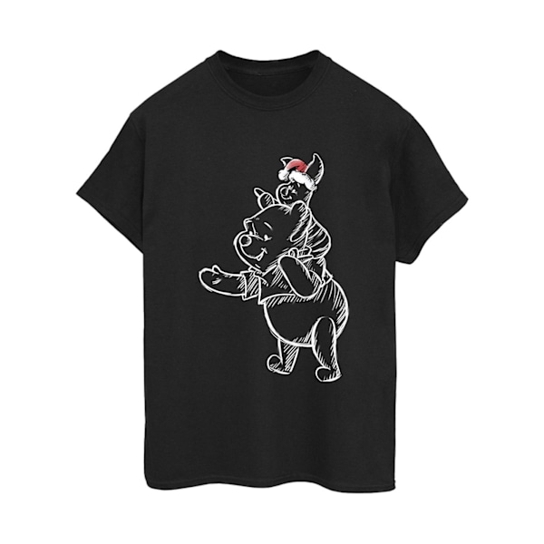 Disney Dam/Damer Winnie The Pooh Piglet Jul Bomull Pojkvän T-Shirt S Svart Black S