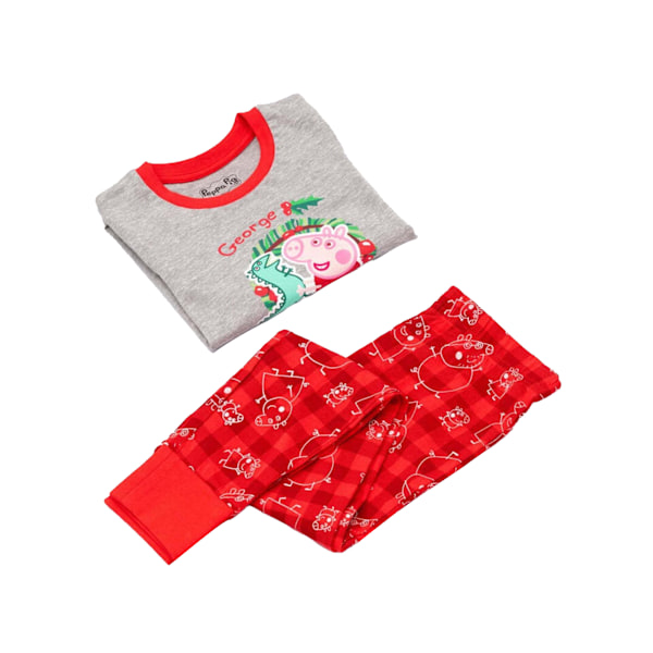 Greta Gris Pojkar George Pig Julpyjamas Set 12-18 Månader Röd Red/Grey 12-18 Months