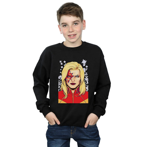 Marvel Boys Captain Marvel Glam Sweatshirt 5-6 år Svart Black 5-6 Years