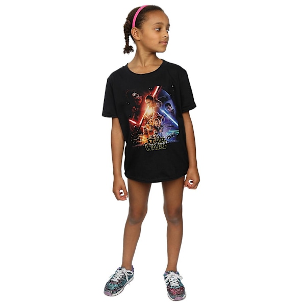 Star Wars: The Force Awakens T-shirt i bomull med motiv av karaktärer för flickor, 12-13 år Black 12-13 Years