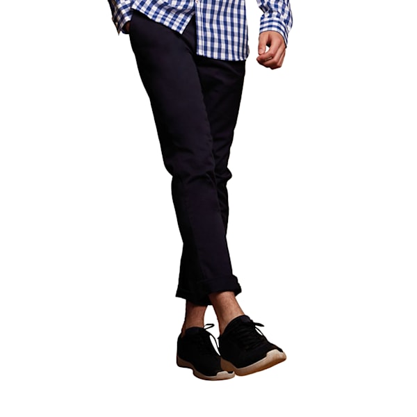Front Row Herr Bomull Rich Stretch Chino Byxor 36R Marinblå Navy 36R
