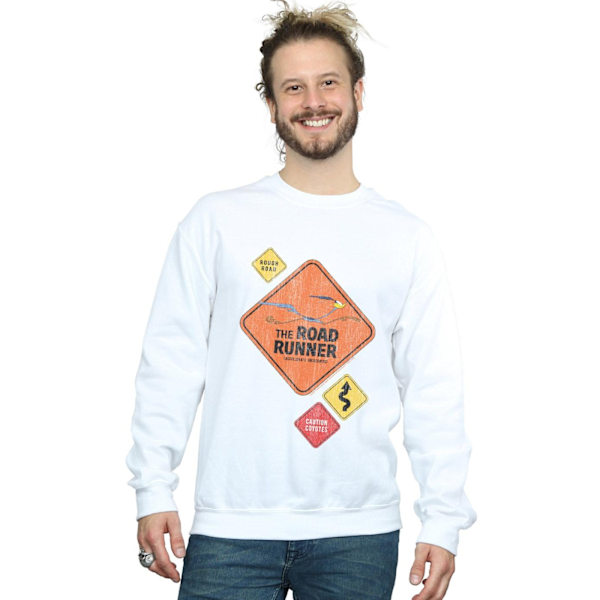 Looney Tunes Mens Road Runner Road Sign Sweatshirt S Vit White S