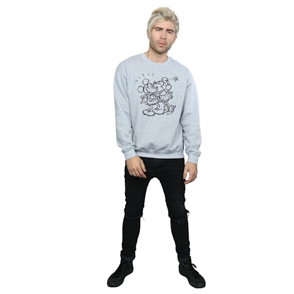 Disney Herr Mickey Och Minnie Mus Kyss Skiss Sweatshirt M Sp Sports Grey M