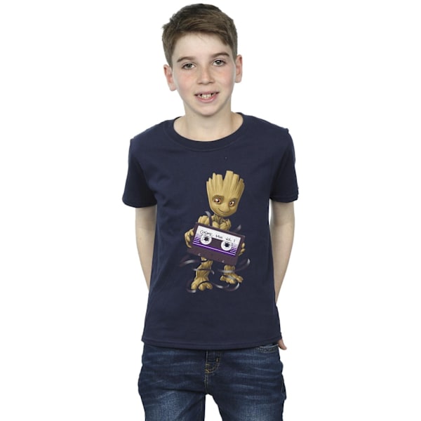 Marvel Boys Guardians Of The Galaxy Groot Cosmic Tape T-Shirt 5 Navy Blue 5-6 Years