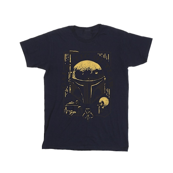 Star Wars: The Book Of Boba Fett Mens Galactic Outlaw Distress Navy Blue 3XL