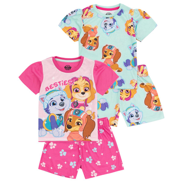 Paw Patrol Flickor Kort Pyjamas Set (2-pack) 2-3 År Blå/Rosa Blue/Pink 2-3 Years