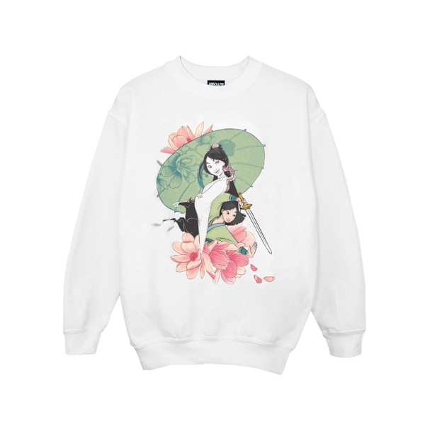 Disney Flickor Mulan Magnolia Collage Tröja 7-8 År Vit White 7-8 Years