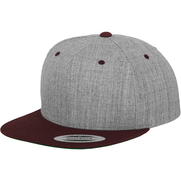 Yupoong Mens The Classic Premium Snapback 2-Tone Cap One Size H Heather/ Maroon One Size