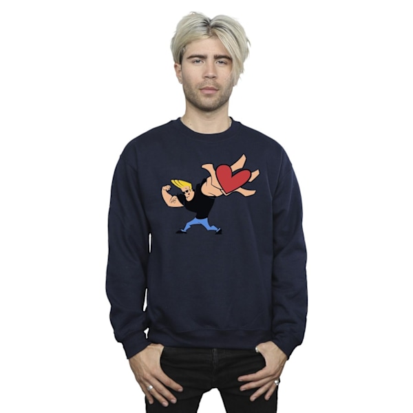 Johnny Bravo Herr Hjärta Present Sweatshirt L Marinblå Navy Blue L