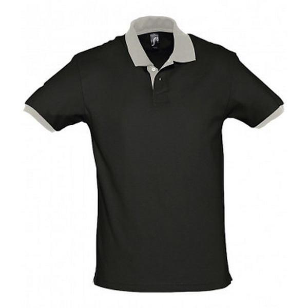 SOLS Prince Unisex Kontrast Pique Kortärmad Bomull Polotröja Black/Light Grey S