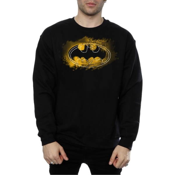DC Comics Herr Batman Spray Logo Sweatshirt L Svart Black L