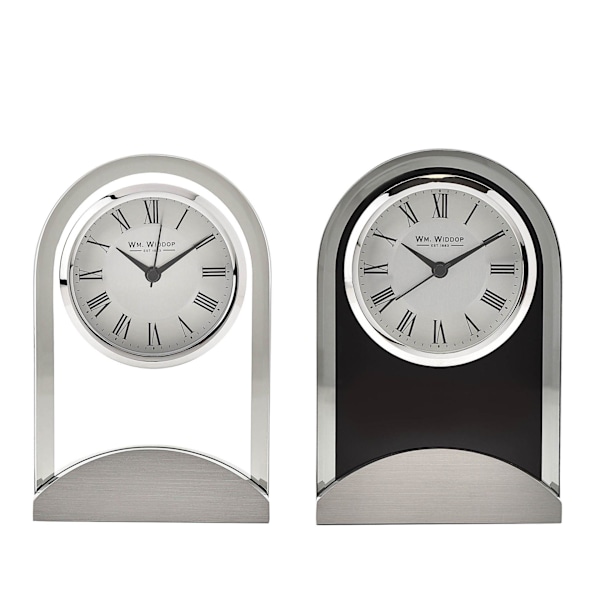 Wm.Widdop Svart Glaspanel Aluminiumbas Mantel Klocka En Storlek Black One Size