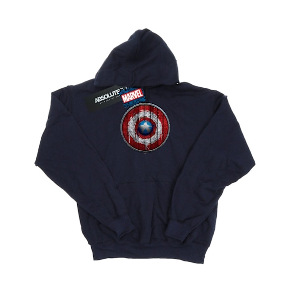 Marvel Herr Captain America Träsköld Hoodie M Marinblå Navy Blue M