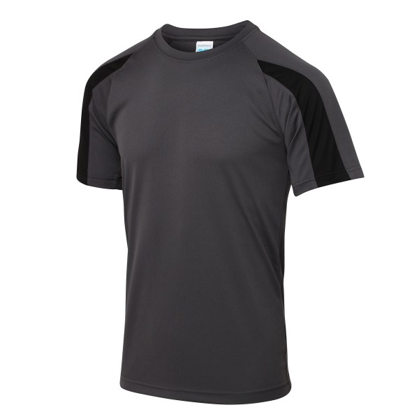 Just Cool Mens Contrast Cool Sports Plain T-Shirt M Charcoal/Je Charcoal/Jet Black M