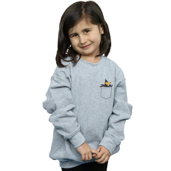 Looney Tunes Girls Daffy Duck Faux Pocket Sweatshirt 9-11 år Sports Grey 9-11 Years