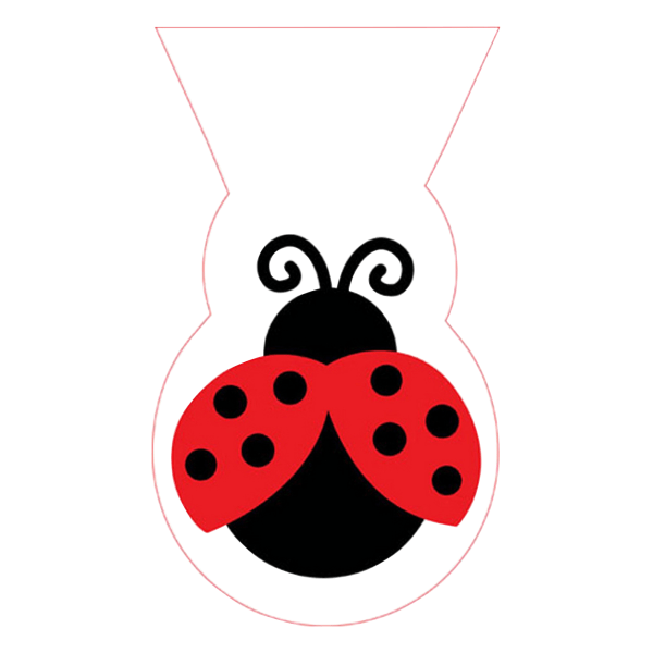 Creative Converting Shaped Ladybird Cello Godispåsar i plast (P White/Black/Red 5 x 9in