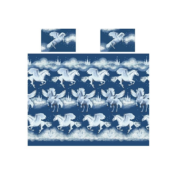 Bedding & Beyond Stardust Unicorn Påslakan Set Dubbel Marinblå/Vit Navy/White Double