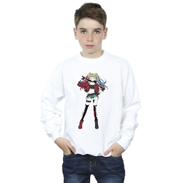 DC Comics Boys Harley Quinn Stående Pose Sweatshirt 7-8 År White 7-8 Years