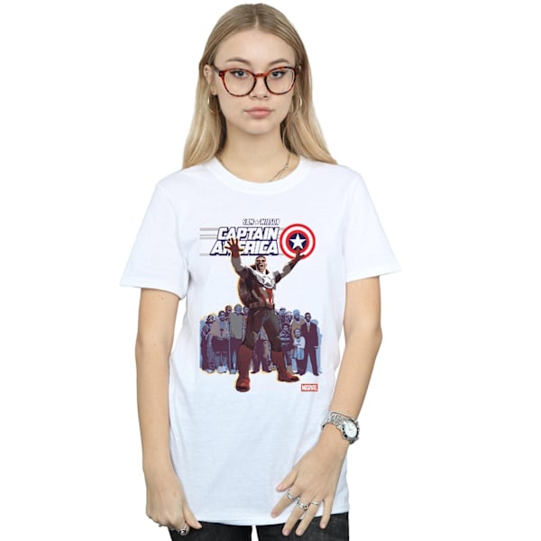 Marvel Dam/Damer Captain America Sam Wilson Cover Bomull Boyfriend T-Shirt M Vit White M